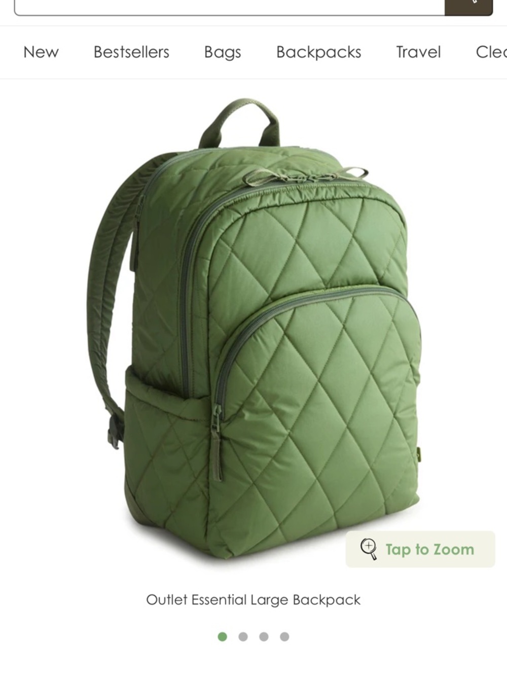 NWT Vera Bradley Quilted Olive Green Backpack